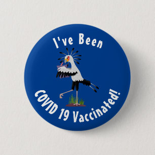 Cute secretary bird writing notes cartoon  6 cm round badge