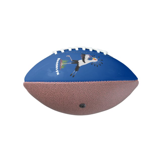 Cute secretary bird writing notes cartoon american football (Rotated 270)