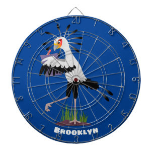 Cute secretary bird writing notes cartoon dartboard