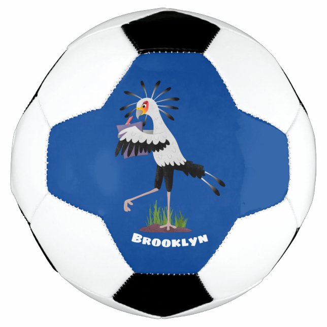 Cute secretary bird writing notes cartoon football (Front)