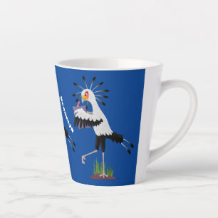 Cute secretary bird writing notes cartoon latte mug