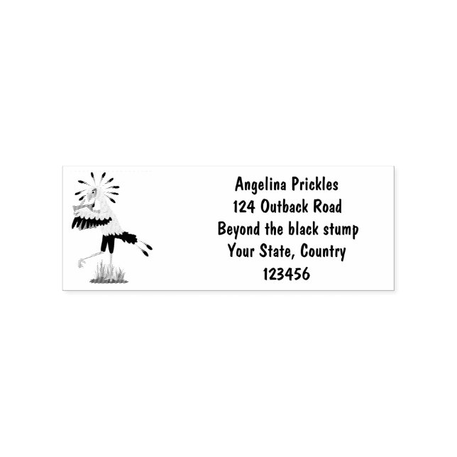 Cute secretary bird writing notes cartoon rubber stamp (Imprint)