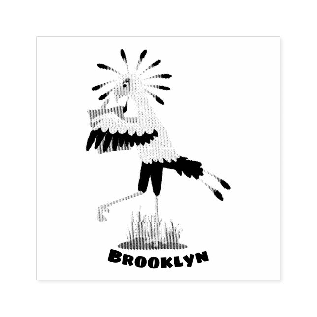 Cute secretary bird writing notes cartoon rubber stamp (Imprint)