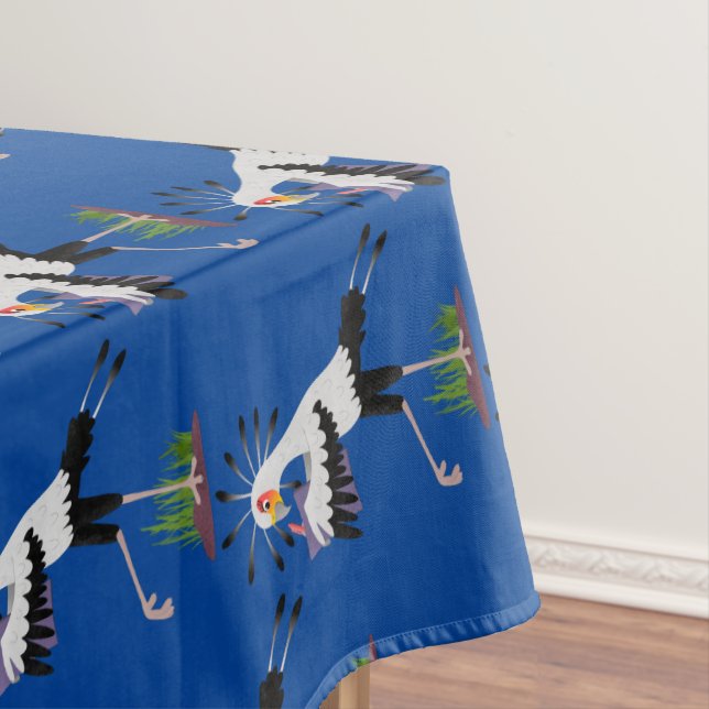 Cute secretary bird writing notes cartoon tablecloth (In Situ)