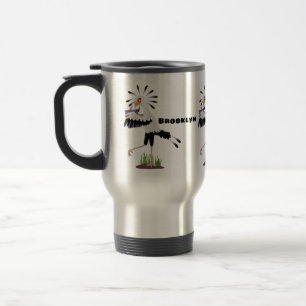 Cute secretary bird writing notes cartoon travel mug