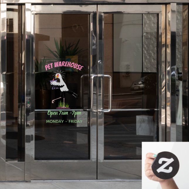 Cute secretary bird writing notes cartoon window cling (Office Door)