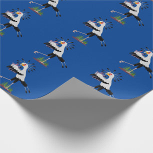 Cute secretary bird writing notes cartoon wrapping paper