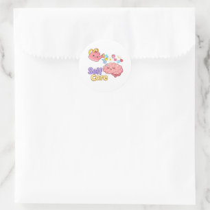 Cute "Self Care" Brain with Flowers Sticker