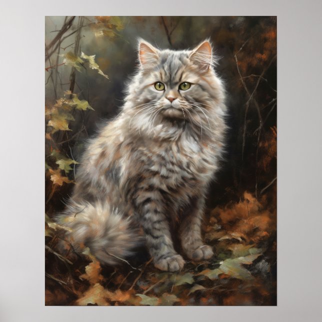 Cute Selkirk Rex Cat Art Print Poster (Front)