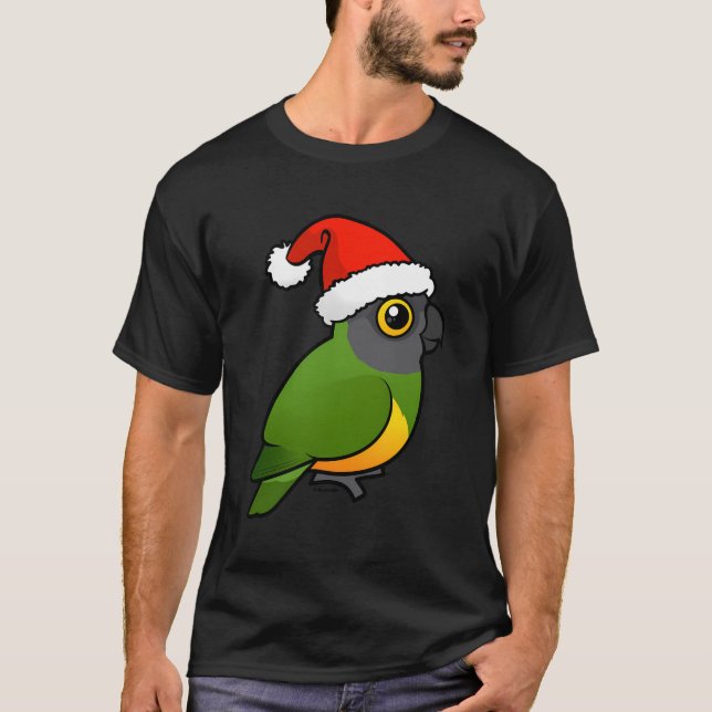 Cute Senegal Parrot Christmas Gift Bird As Santa C T-Shirt (Front)