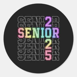 Cute Senior Cl Of 2025 Chequered Senior 25 Graduat Classic Round Sticker