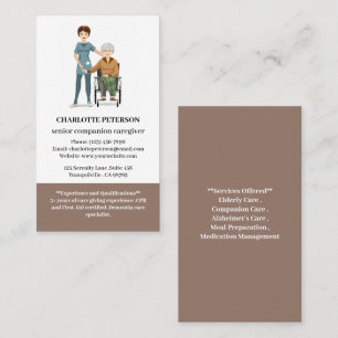 Cute Senior Companion or Elderly Caregiver Business Card