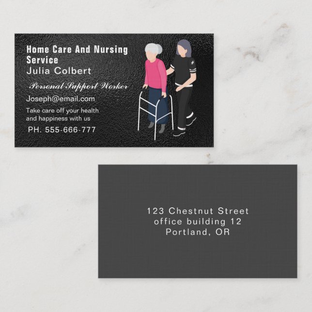 Cute Senior Companion or Elderly Caregiver  Business Card (Front/Back)