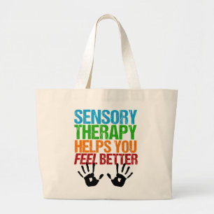 Cute Sensory Therapy OT Handprints Large Tote Bag