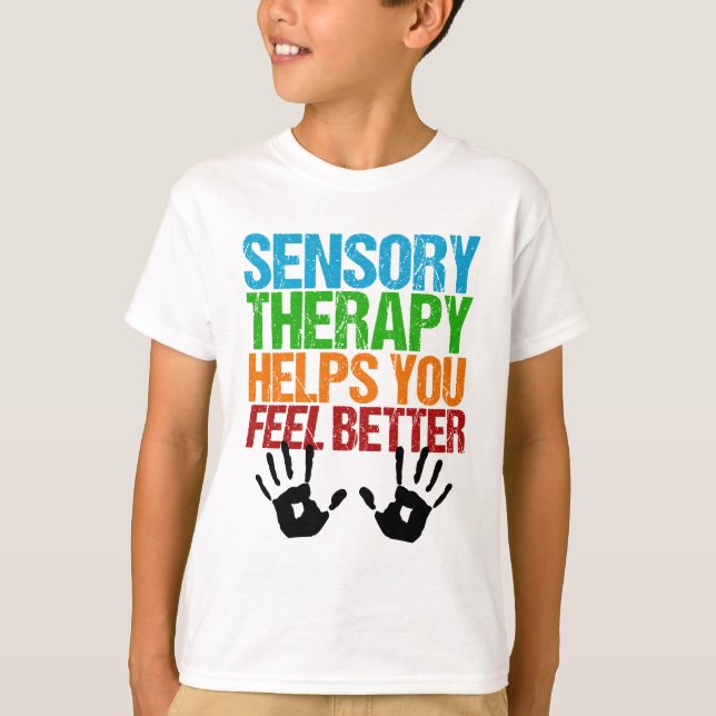 Cute Sensory Therapy SPD Autism Pun Kids T-Shirt (Front)