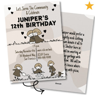 Cute Sepia Community Service Tween Birthday Invitation