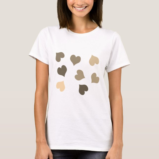 Cute sepia hearts T-Shirt (Front)