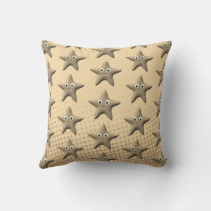 Cute Sepia Starfish Pattern Cushion