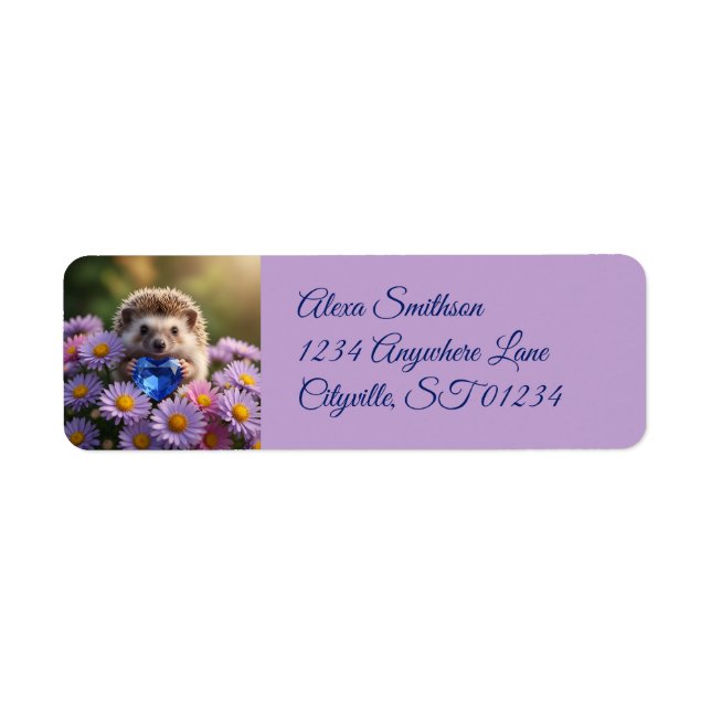 Cute September Hedgehog with Sapphire Heart (Front)