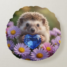 Cute September Hedgehog with Sapphire Heart
