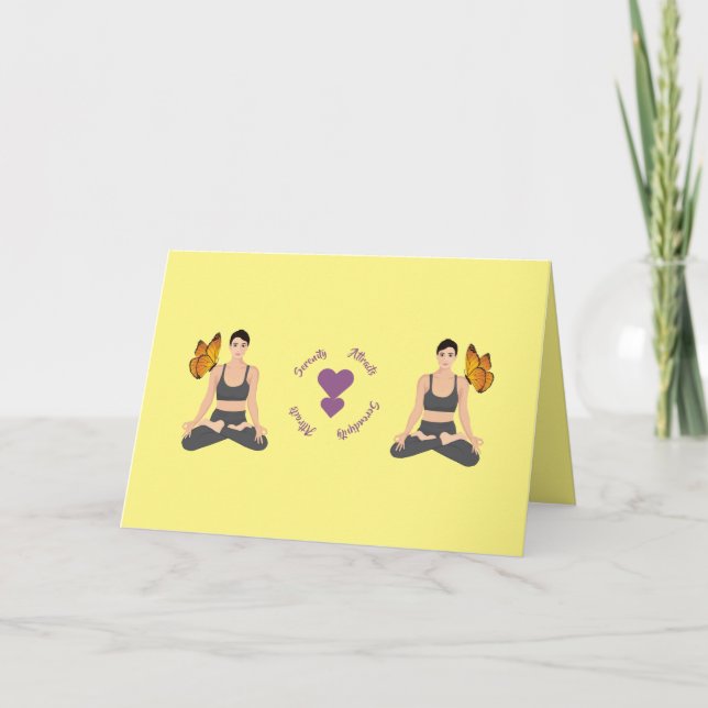 Cute Serenity Serendipity Yoga Love Personalise Card (Front)