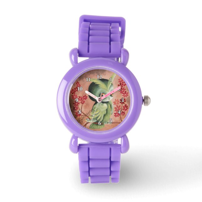 Cute Serious Green Owl Watch (Front)