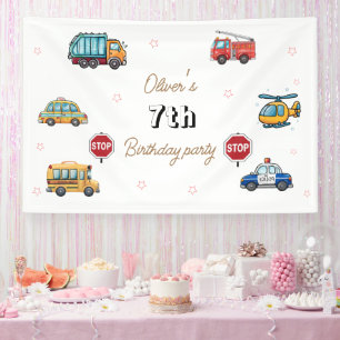 Cute Service Vehicle Birthday bash  Banner