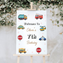 Cute Service Vehicle Birthday bash welcome sign 