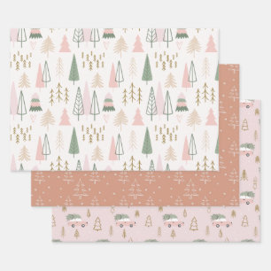 Cute Set of Modern Christmas Wrapping  Wrapping Paper Sheet