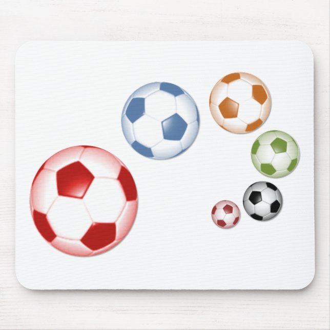 Cute set of soccer balls mouse mat (Front)