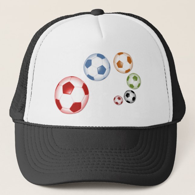 Cute set of soccer balls trucker hat (Front)