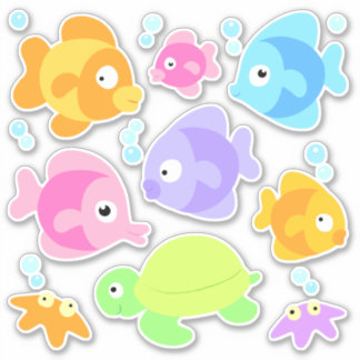 Cute Set of Tropical Fish Stickers