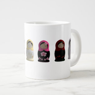 Cute Set of Village Women Matryoshka Nesting Dolls Large Coffee Mug