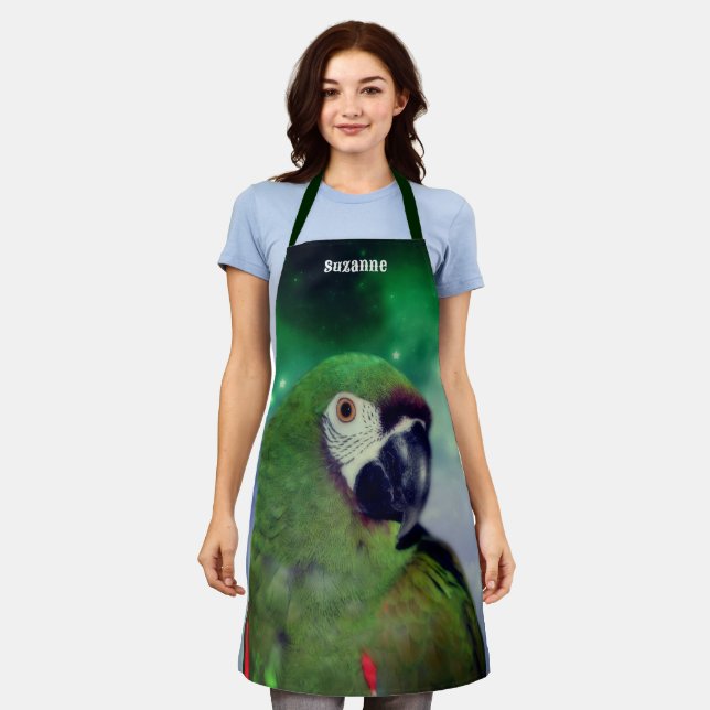 Cute Severe Macaw Parrot Personalised Apron (Worn)