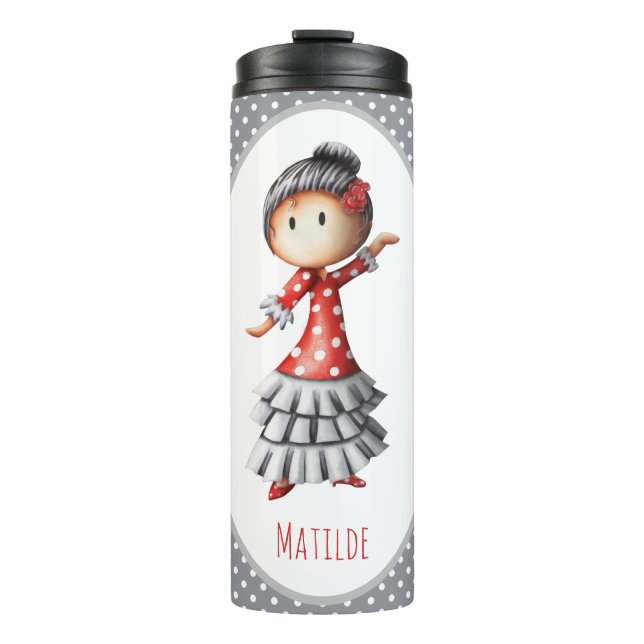  Cute Sevillana Dancer Thermal Tumbler (Front)