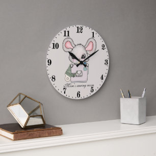 cute sew room mouse  large clock