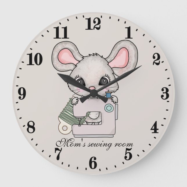 cute sew room mouse  large clock (Front)