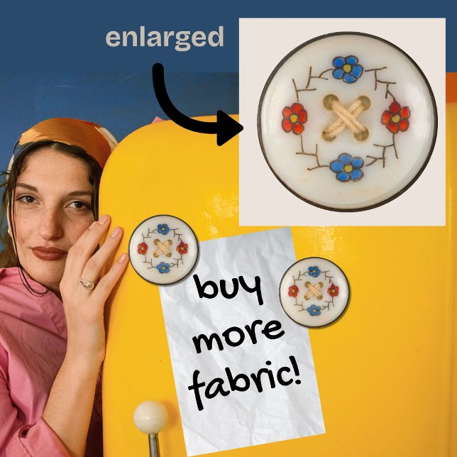 Cute Sewing Button Magnet (A cute vintage sewing button magnet! Choice of sizes available.)