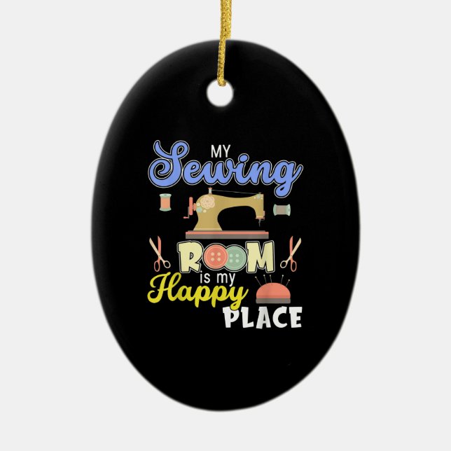 Cute Sewing Gift Quilters Crafting Quilting Ceramic Tree Decoration (Front)