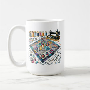 Cute sewing lovers add monogram coffee mug