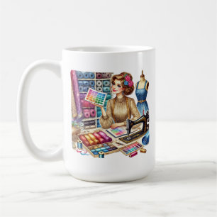 Cute sewing lovers add monogram  coffee mug