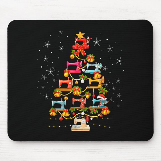 Cute Sewing Machine Christmas Tree Christmas Ornam Mouse Mat (Front)