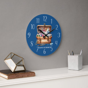 cute sewing progress add text large clock