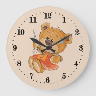 Cute sewing room bear decor large clock