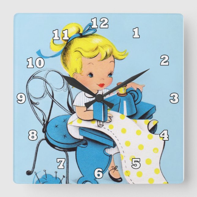 Cute sewing room decor wall clock (Front)