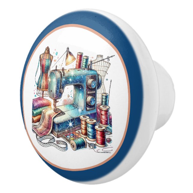 Cute sewing room or crafting ceramic knob (Right)