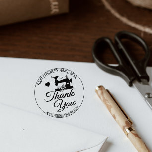 Cute Sewing Thank You  Rubber Stamp