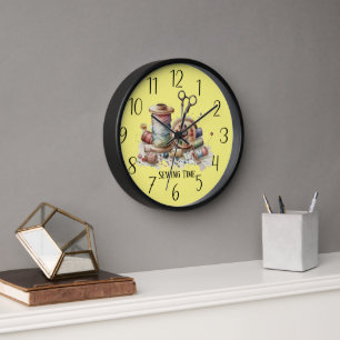 cute sewing time add text clock