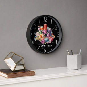 cute sewing time add text  clock
