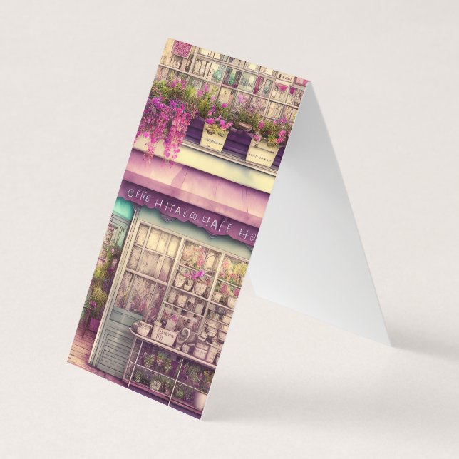 Cute Shabby Chic Coffee Shop Graphic Business Card (Front)